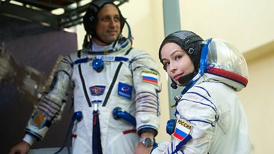 Actress Yulia Peresild attends the complex examination training at the Gagarin Cosmonauts' Training Centre in Star City outside Moscow.