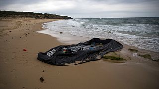 In this Thursday, June 28, 2018 file photo, a rubber dinghy used by Moroccan migrants is seen near Tarifa, in the south of Spain.