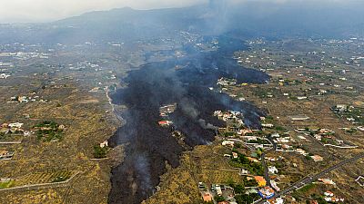 Coulée de lave du volcan Cumbre Vieja sur l'île de La Palma (archipel espagnol des Canaries), le 21/09/2021