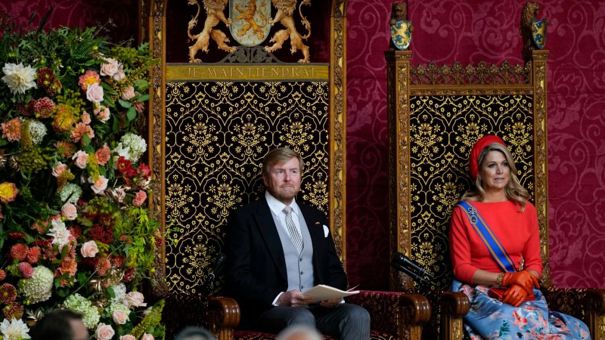 Queen Maxima listens as Dutch King Willem-Alexander marks the opening of the parliamentary year.