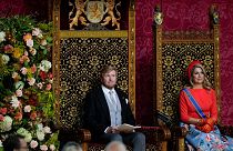 Queen Maxima listens as Dutch King Willem-Alexander marks the opening of the parliamentary year.