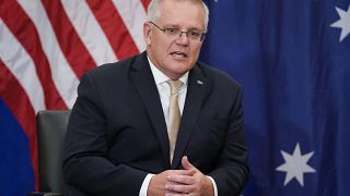 Australian Prime Minister Scott Morrison during a meeting with US President Joe Biden during the United Nations General Assembly, Sept. 21, 2021, in New York.