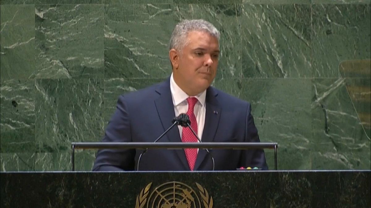 El presidente de Colombia Iván Duque habla en las Naciones Unidas, 21/9/2021