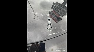 Bullet marks in car's windscreen