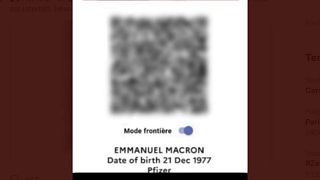 کیوآر کد گذرنامه سلامت امانوئل ماکرون، رئیس جمهوری فرانسه
