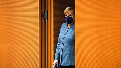Arrivée d'Angela Merkel à son dernier conseil des ministres avant les élections fédérales, Berlin, 22 septembre 2021