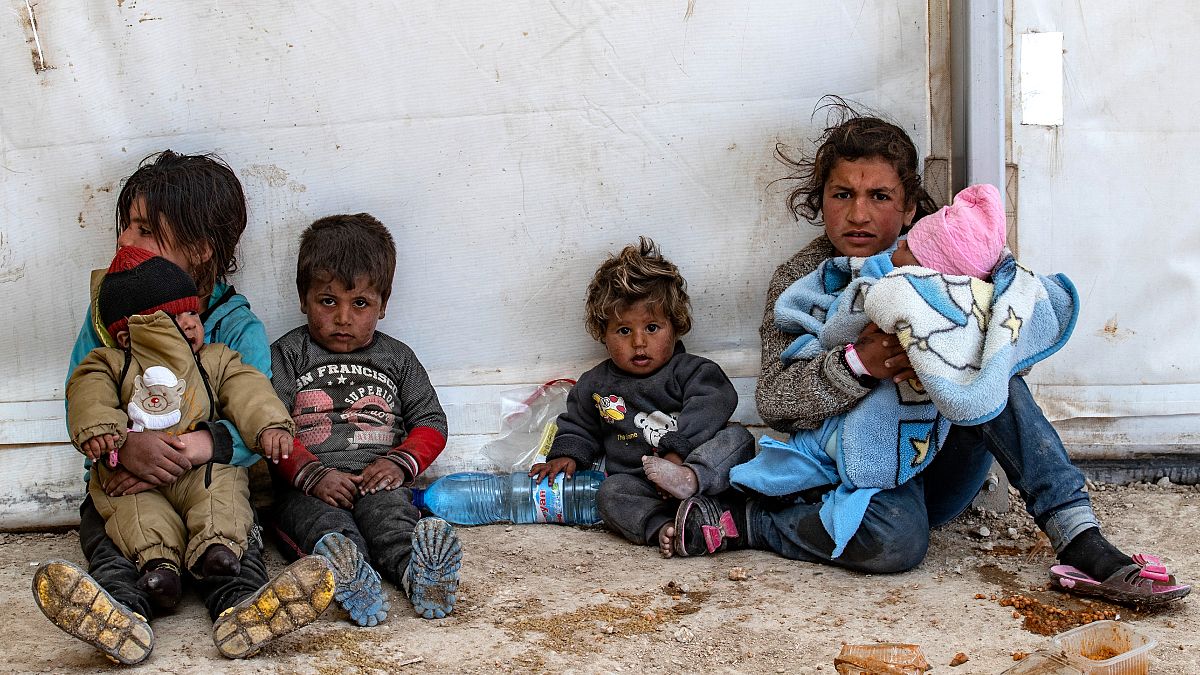أطفال في مخيم الهول شمال شرق سوريا. 18/03/2021