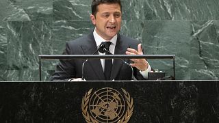 Volodímir Zelenski en la Asamblea General de Naciones Unidas