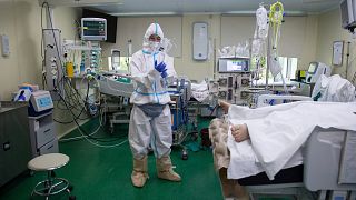 A medic wearing a suit to protect against COVID-19 at the City hospital No. 52 for coronavirus patients in Moscow, Russia, July 13, 2021.