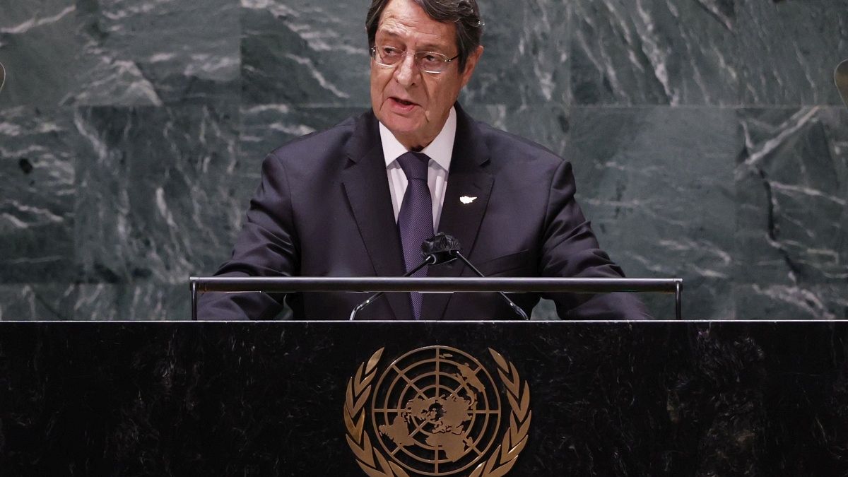 Ο πρόεδρος της Κύπρου Νίκος Αναστασιάδης στο βήμα στη Γεν. Συνέλευσης του ΟΗΕ στη Ν.Υόρκη.