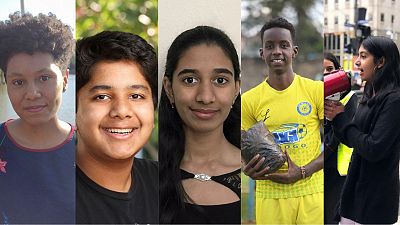 The five finalists of the Children's Climate Prize 2021. The five finalists of the Children's Climate Prize 2021.