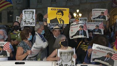 Manifestación de apoyo a Puigdemont en Barcelona