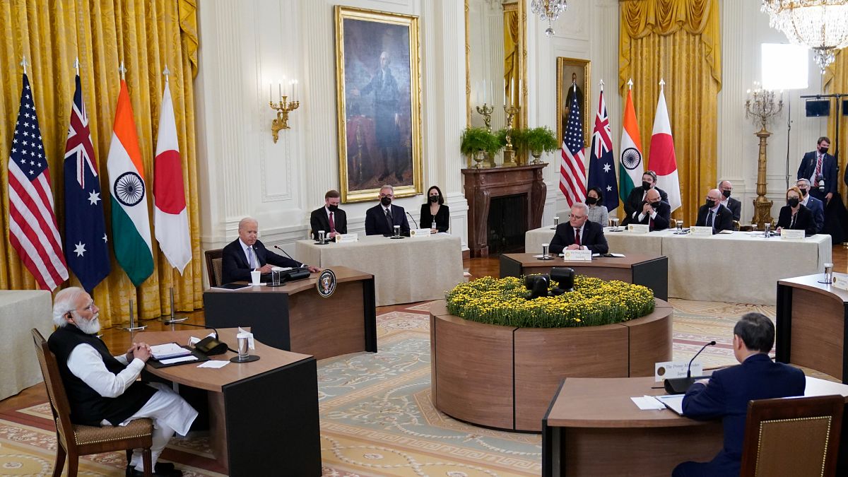 ABD Başkanı Joe Biden, Hindistan Başbakanı Narendra Modi, Avustralya Başbakanı Scott Morrison ve Japonya Başbakanı Suga Yoşihide, Quad liderler zirvesi kapsamında görüştü