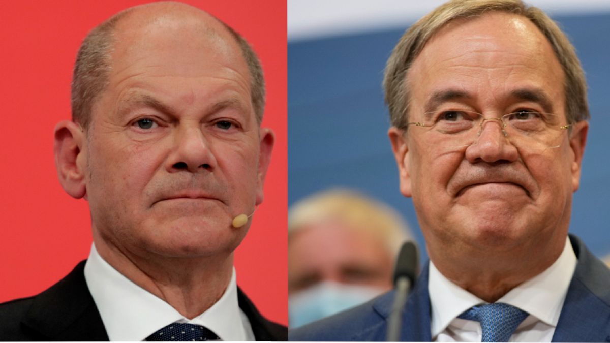 De izquierda a derecha: el socialdemócrata Olaf Scholz y el conservador Armin Laschet. 