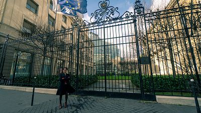 2020 Goldman Environmental Prize winner Lucie Pinson outside of French multinational insurance firm Axa. 2020 Goldman Environmental Prize winner Lucie Pinson outside of French multinational insurance firm Axa.