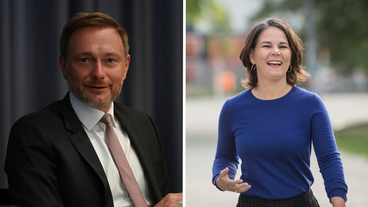 FDP leader Christian Lindner (left) and Greens leader Annalena Baerbock (right) are likely kingmakers in the German election.