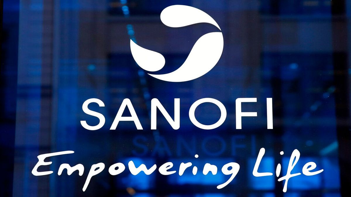 The logo of French drug maker Sanofi is picture at the company's headquarters, in Paris.