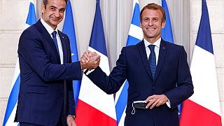 Emmanuel Macron et Kyriakos Mitsotakis le 28 septembre 2021