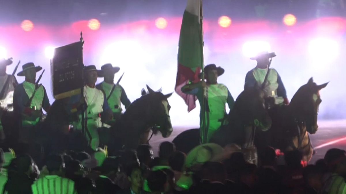 Imagen de una de las recreaciones históricas que tuvieron lugar en el Zócalo de Ciudad de México el 27 de septiembre de 2021