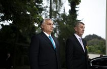 Orbán Viktor és Andrej Babiš Prágában 2021. szeptember 29-én