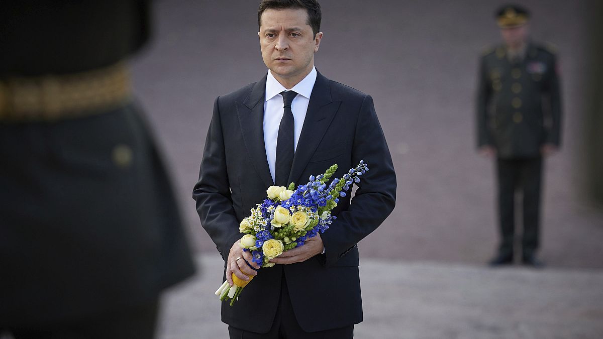 Ukrainian President Volodymyr Zelenskyy attended the ceremony in Kyiv.
