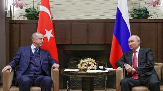 Rusya Devlet Başkanı Vladimir Putin ile Türkiye Cumhurbaşkanı Recep Tayyip Erdoğan