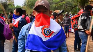 Protesta indígena por el proyecto de ley de tierras en Paraguay