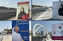 اللافتات الانتخابية في شوارع الدوحة في قطر تحسبا لانتخابات مجلس الشورى.