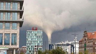 A tornado in the early evening over Kiel, Wednesday, Sept.29, 2021.