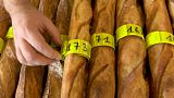 Baguettes await inspection at the 2021 Best Baguette Competition in Paris