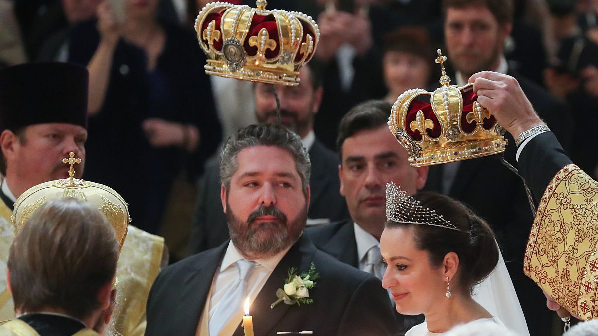 الزوجان الملكيان رومانوف خلال زفافهما في سانت بطرسبرغ، 1 أكتوبر 2021