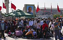 Nemzeti ünnep a pekingi Tienanmen téren 2021. október 1-én (illusztráció)