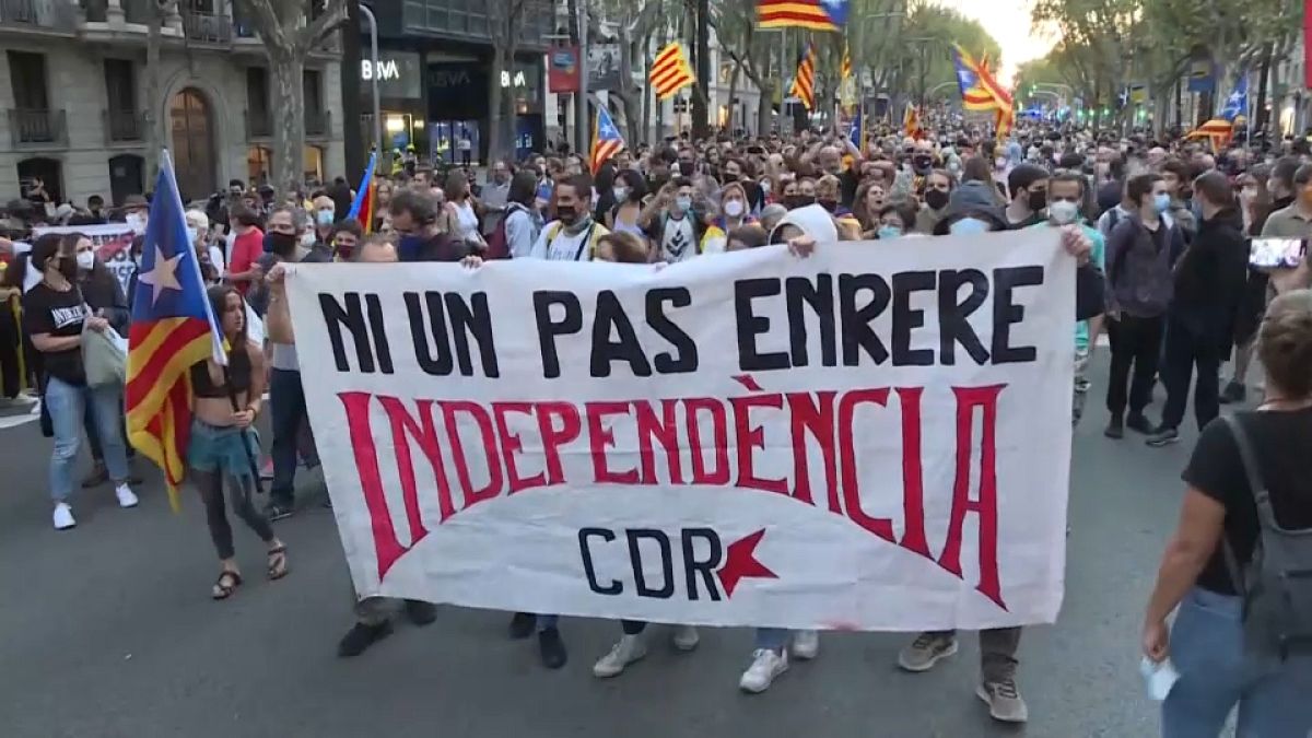 Manifestation des indépendantistes catalans à Barcelone, le 01/10/2021 - Capture d'écran d'une vidéo de la TVE via EBU