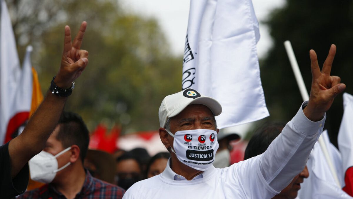 Manifestantes durante la marcha en Ciudad de México