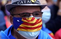 Protesto pró-independência da Catalunha no aniversário do referendo