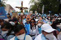 Abortuszellenes tüntetők Mexikóban