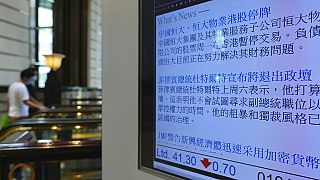 Le géant chinois de l'immobilier Evergrande suspend ses opérations à la Bourse de Hong Kong, le 4 octobre 2021.