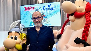 Le scénariste Jean-Yves Ferri à l'occasion de la présentation de l'album "Astérix et le Griffon", 39e aventure du petit Gaulois moustachu, à Vanves, le 11 octobre 2021