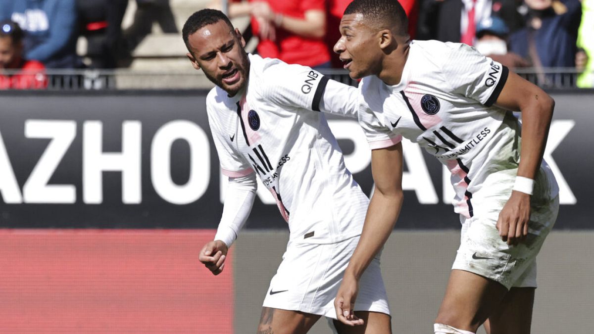 Mbappé und Neymar am Sonntag im Ligaspiel gegen Stade Rennes. PSG verlor 0:2