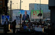 Campaign posters for the upcoming parliamentary elections are displayed in Baghdad on Sunday.