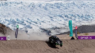 One of the cars taking part in the inaugural Arctic X-Prix, with Russell Glacier in the background. This was the first ever motorsport race to take place in Greenland. One of the cars taking part in the inaugural Arctic X-Prix, with Russell Glacier in the background. This was the first ever motorsport race to take place in Greenland.