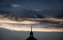 Le clocher d'une église de Lyon (France) photographiée le mardi 5 octobre 2021