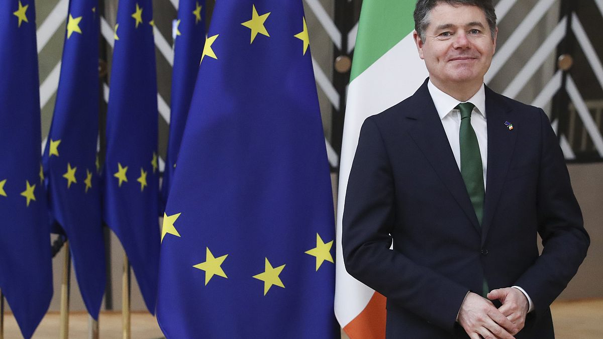 Ireland's Finance Minister Paschal Donohoe at the European Council building in Brussels, Feb 22, 2021. 