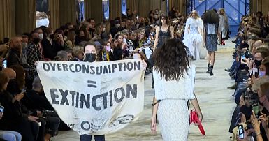 A Climate Protester Crashed the Louis Vuitton Runway