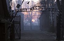 Picture taken 12 January 2005 shows the main gate entering the Nazi Auschwitz death camp.