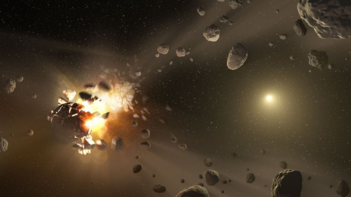 صحنه بازسازی شده از انفجار یک سیارک