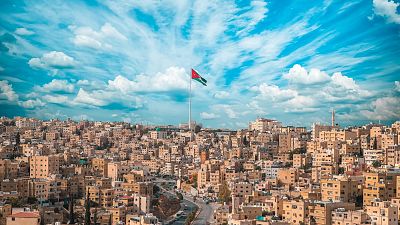 An aerial shot of Amman, capital city of Jordan