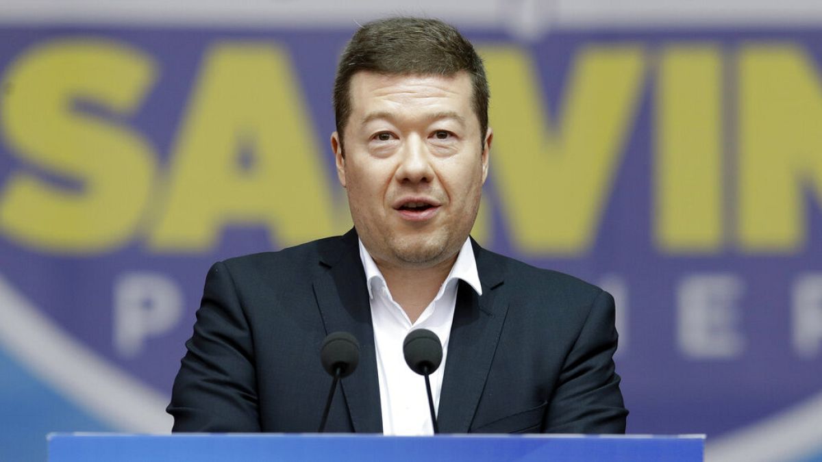 Tomio Okamura leader of Czech far-right Freedom and Direct Democracy speaks during a rally organized by League leader Matteo Salvini