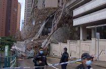 Scaffolding collapses in Hong Kong amid storms