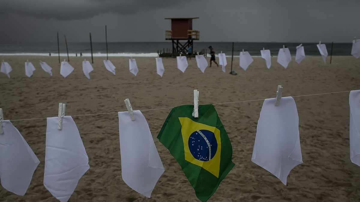Aktion zum Gedenken an die Covid-Opfer an der Copacabana
